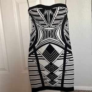 NWT Black and white strapless mini dress